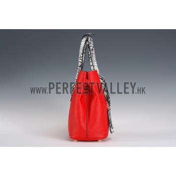 Prada Double Tote Red With Python Handles 18926826