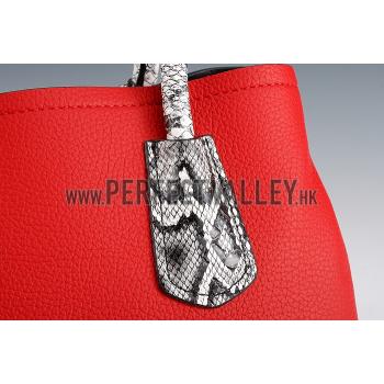 Prada Double Tote Red With Python Handles 18926826