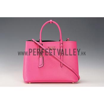 Prada Saffiano Double Tote Rose Pink Replica