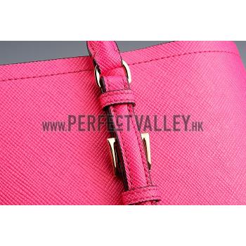 Prada Saffiano Double Tote Rose Pink Replica