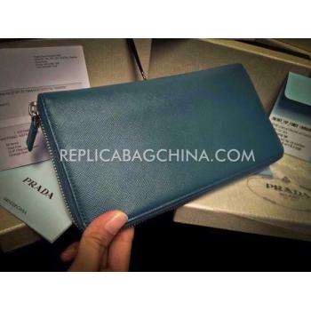 Prada Clutch Wallet Calfskin Green Replica