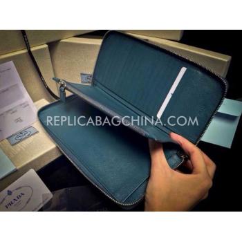 Prada Clutch Wallet Calfskin Green Replica