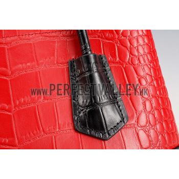 Cheap Prada Saffiano Crocodile Leather Black And Red Small Bag