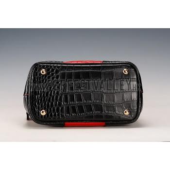 Cheap Prada Saffiano Crocodile Leather Black And Red Small Bag