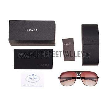 Replica Prada Sporty Embellished Brown Frame Linea Rossa Logo Sunglasses 308301