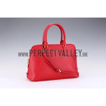 Prada Saffiano Medium Promenade Tote Red