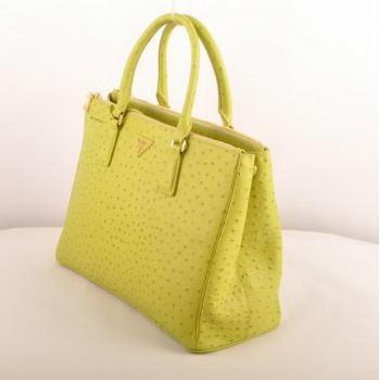 Prada  16625M Ladies Ostrich Skin Green Handbag