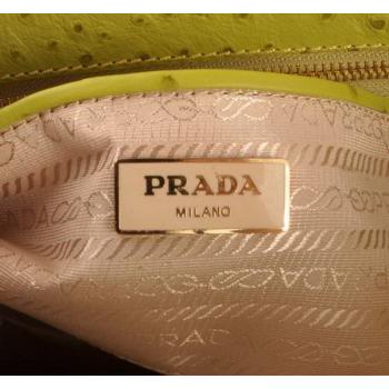 Prada  16625M Ladies Ostrich Skin Green Handbag