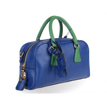 Cheap Prada  0758 Handbag Cow Leather Blue