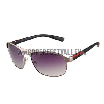 Prada Sporty Silver Frame Linea Rossa Logo Sunglasses 308308