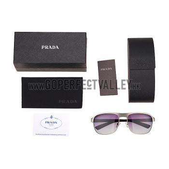 Prada Sporty Silver Frame Linea Rossa Logo Sunglasses 308308