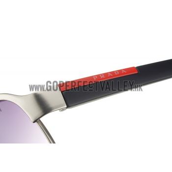 Prada Sporty Silver Frame Linea Rossa Logo Sunglasses 308308