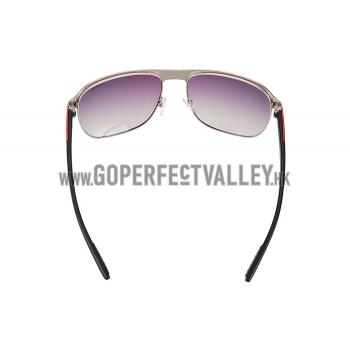 Prada Sporty Silver Frame Linea Rossa Logo Sunglasses 308308