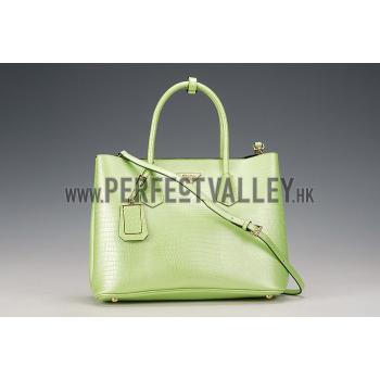 Prada Double Tote Crocodile Leather Bag Lime