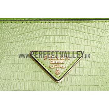 Prada Double Tote Crocodile Leather Bag Lime