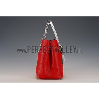 Prada Double Tote Red With Python Handles