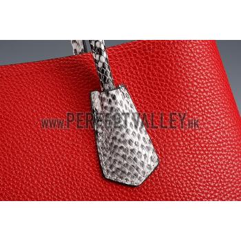 Prada Double Tote Red With Python Handles