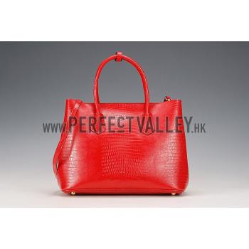 Prada Double Tote Crocodile Leather Bag Red Replica