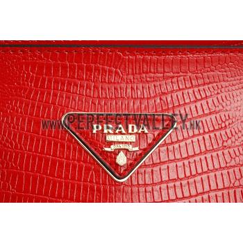 Prada Double Tote Crocodile Leather Bag Red Replica