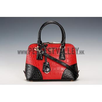 Cheap Prada Promenade Black And Red Small Crocodile Bag