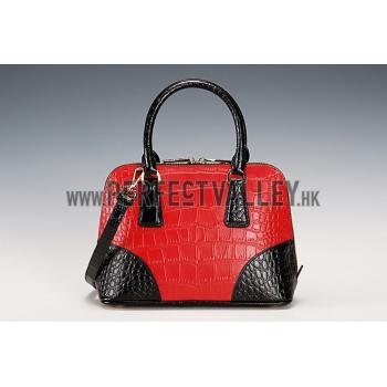 Cheap Prada Promenade Black And Red Small Crocodile Bag