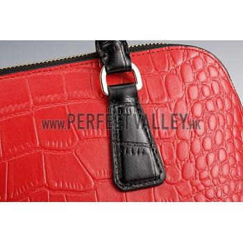 Cheap Prada Promenade Black And Red Small Crocodile Bag