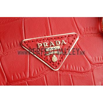 Cheap Prada Promenade Black And Red Small Crocodile Bag