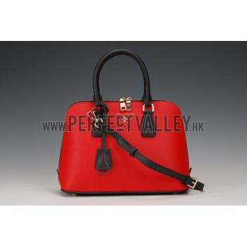 Prada Promenade Black And Red Crocodile Bag