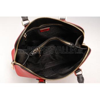 Prada Promenade Black And Red Crocodile Bag