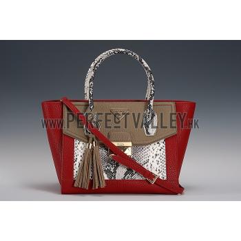 Prada Front Pocket Dark Red - Khaki & Python Handles Tote 18926814