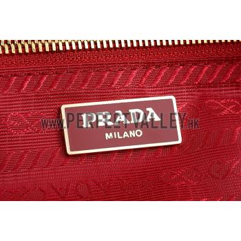 Prada Front Pocket Dark Red - Khaki & Python Handles Tote 18926814