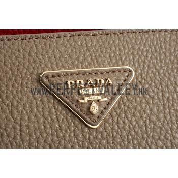 Prada Front Pocket Dark Red - Khaki & Python Handles Tote 18926814