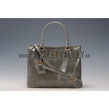 Prada  Patent Leather Satchel Grey