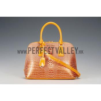 Prada Promenade Crocodile Leather Bag Yellow