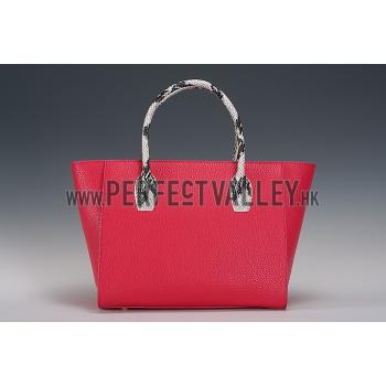 Prada Front Pocket Fuchsia - Black & Python Handles Tote 18926817