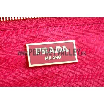 Prada Front Pocket Fuchsia - Black & Python Handles Tote 18926817