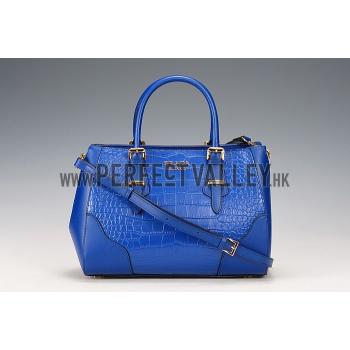 Prada Crocodile Leather Shoulder Bag Blue