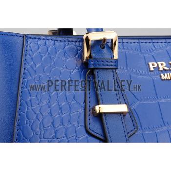 Prada Crocodile Leather Shoulder Bag Blue