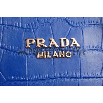 Prada Crocodile Leather Shoulder Bag Blue