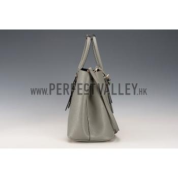 Prada Saffiano Double Tote Grey Replica HM09655