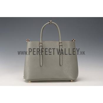 Prada Saffiano Double Tote Grey Replica HM09655