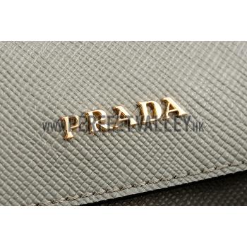 Prada Saffiano Double Tote Grey Replica HM09655