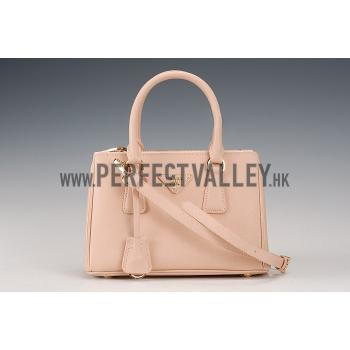 Prada Saffiano Mini Double Zip Tote Beige