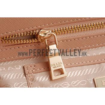 Prada Saffiano Mini Double Zip Tote Beige