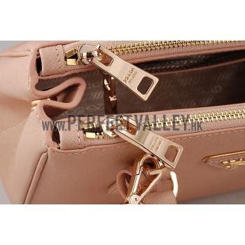 Prada Saffiano Mini Double Zip Tote Beige