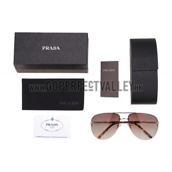 Prada Aviator Gold Frame Tortoiseshell Temples Sunglasses 308229