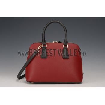 Prada Saffiano Promenade Black and Dark Red Tote Replica