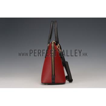 Prada Saffiano Promenade Black and Dark Red Tote Replica