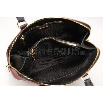 Prada Saffiano Promenade Black and Dark Red Tote Replica