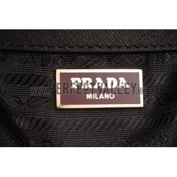 Prada Saffiano Promenade Black and Dark Red Tote Replica